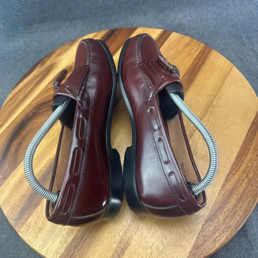 Towncraft Mens Burgundy Leather Kiltie Tassel Loafers Shoes 9.5 D 3217 1966 - Picture 8 of 12